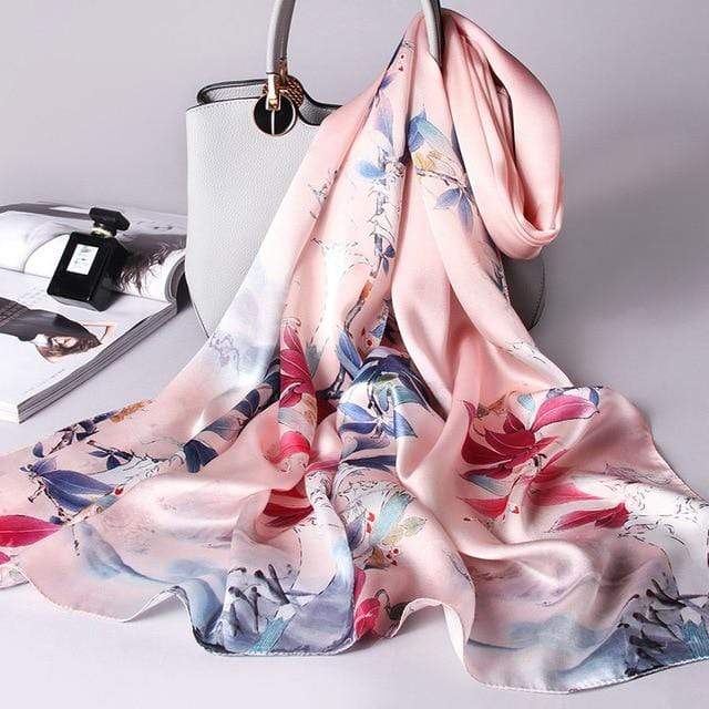 Her Shop accessories Color 5 / 170X53CM 100% Real Silk Scarf