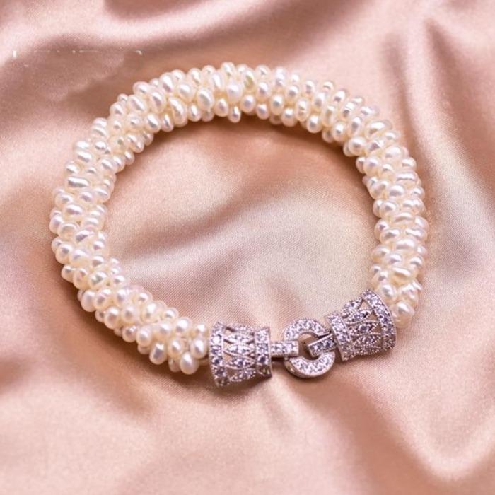 Her Shop accessories Angle Natural Freshwater White Pearl Bracelet For Women