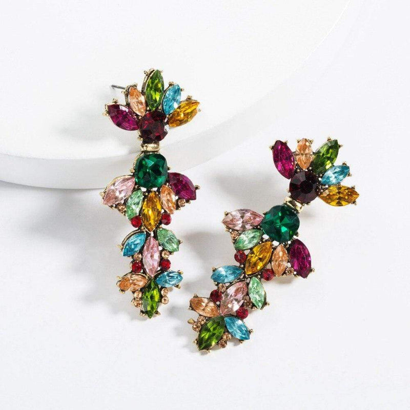 Her Shop accessories Colorful Rhinestone Geometric Charms Drop Dangle Earrings for Women Fashion Jewelry Boho Maxi Crystal Statement Earrings