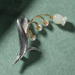 Her Shop accessories Dual-use Natural Jade Pearls Lily of the valley Brooch / Pendant