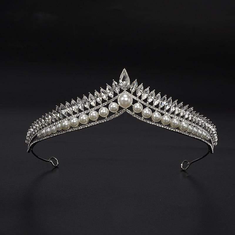 Luxury Pearl Princess Rhinestone Tiara - Queen Pageant Prom Crown for Weddings - HER SHOP