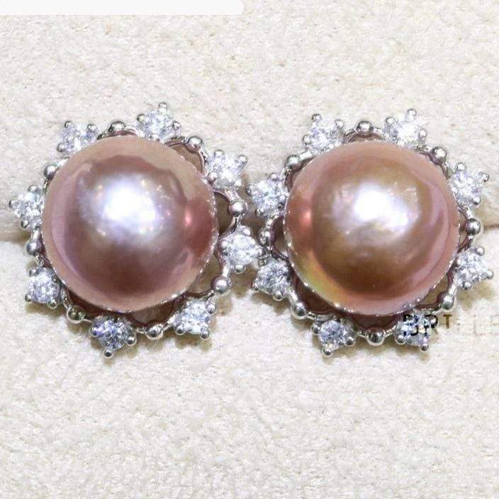 Natural Color Freshwater Pearl Fashion Jewelry 9-10mm Edison Pearl Earrings