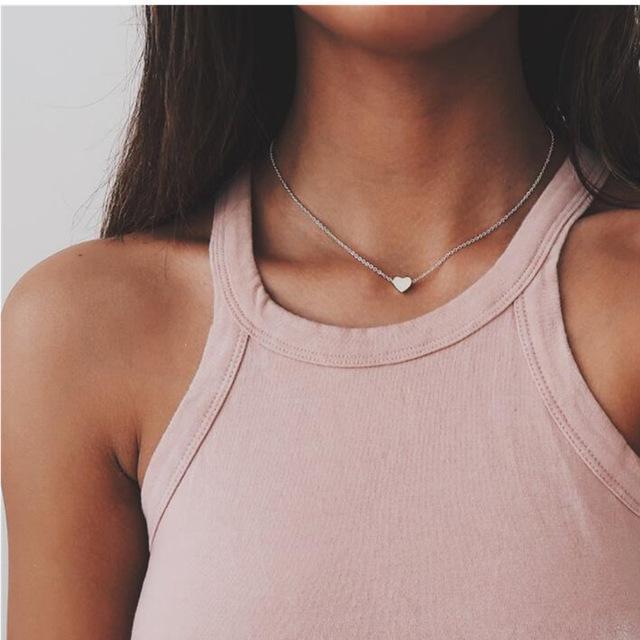 New Gold Silver Plated Small Heart Necklaces
