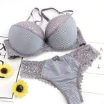 Her Shop accessories GRAY / 85B Push Up French Lace Bra and Panty