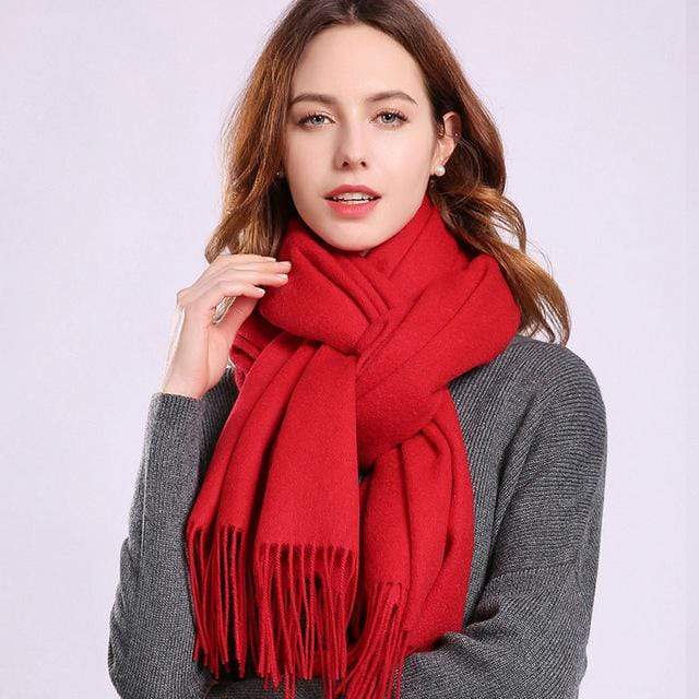 Women 100% Real Wool Scarf Winter Scarves