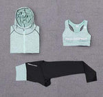 High waist pants+hooded coat+t shirt+bra+pants women yoga/running  5 pieces set