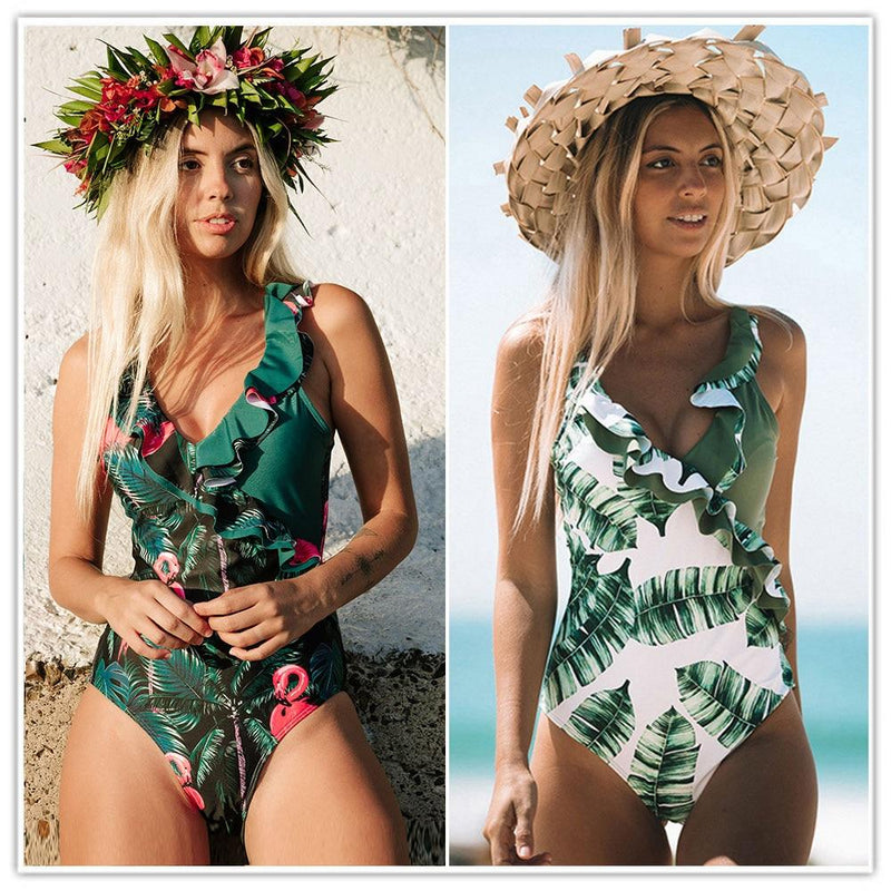 Sexy Deep-V Vintage One Piece Swimsuit