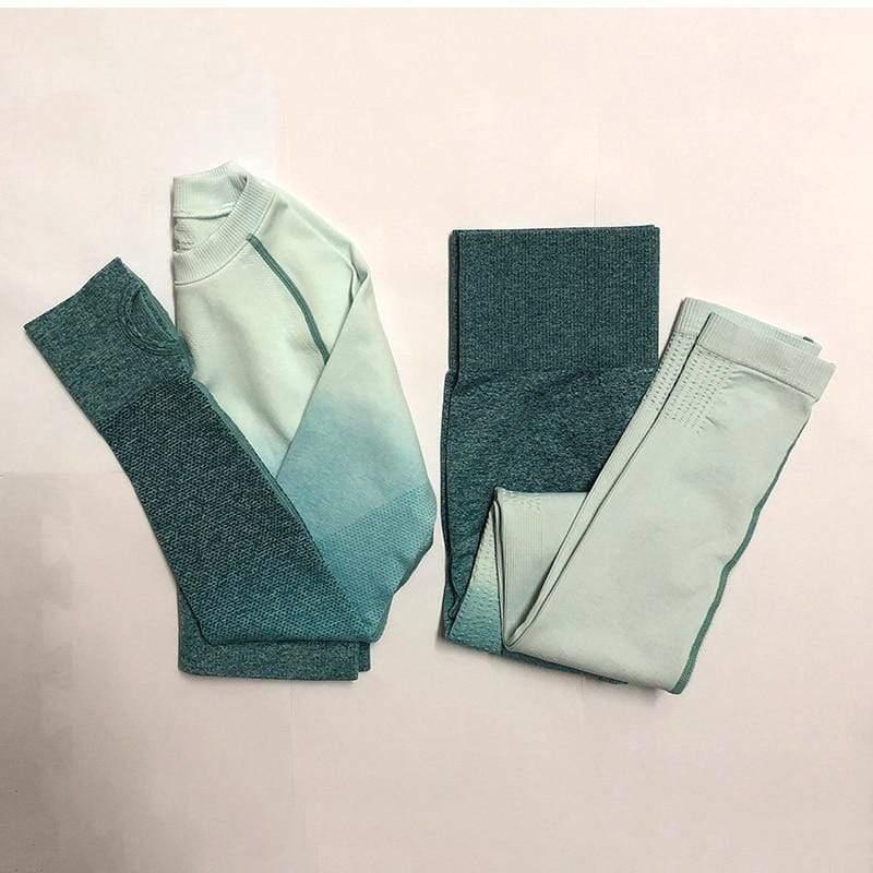 Women Seamless Leggings+Cropped Shirts Workout Suit