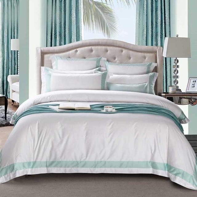 Her Shop Bedding 12 / Queen flat 4pcs 5-star Hotel White Luxury 100% Egyptian Cotton Bedding Sets