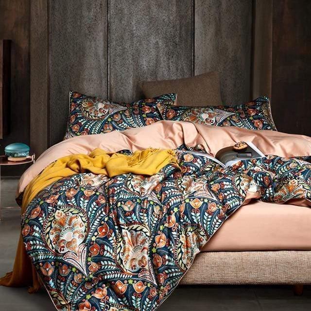 Egyptian Cotton Flower Print Girls Pastoral Princess Bedding Sets - HER SHOP