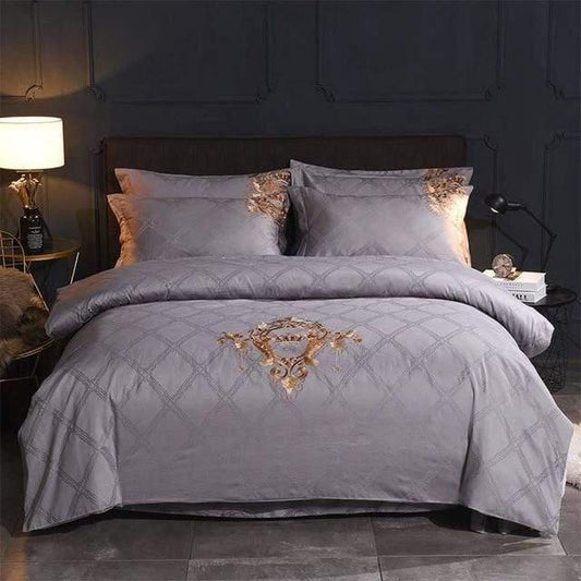 Europe luxury Embroidery Bedding Sets 100% Egypt Cotton Bedclothes Duvet/Quilt Cover Bed Linen Sheet wedding Set Queen King Size - HER SHOP