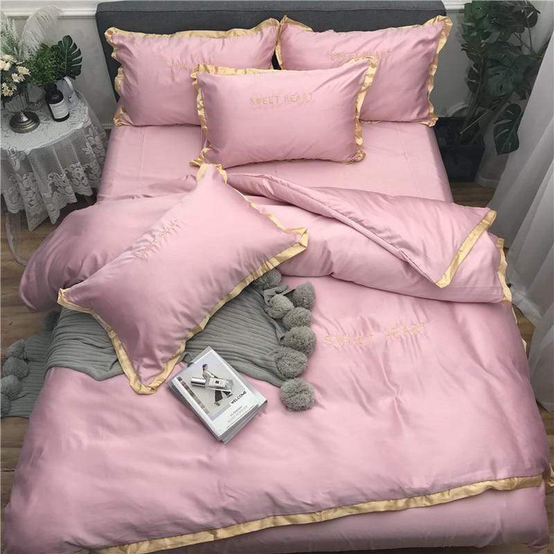 Lace Pure Satin Silk Bedding Set Adult Luxury Duvet Covers With