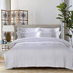 Luxury 100% cotton Embroidery home bedding set white satin duvet cover sets oriental vintage style bed linen bedclothes