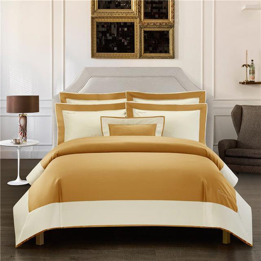 Luxury Hotel Linen Bedding Set 1200TC Egyptian Cotton Duvet Cover Bed Sheet Set Pillowcases - HER SHOP