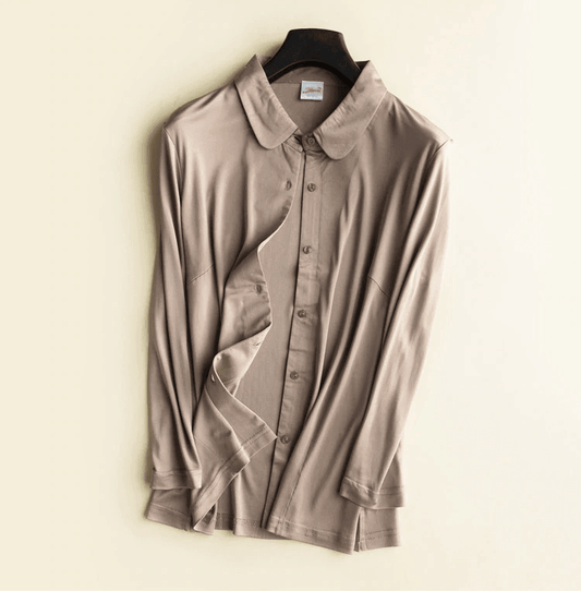 Heavy 100% Silk Knitted Silk Shirt - HER SHOP