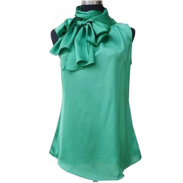 Sleeveless Bow Knot Chiffon Blouse - HER SHOP