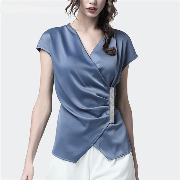 Summer Long Hang Up Buckle Short Sleeve Blouse - HER SHOP