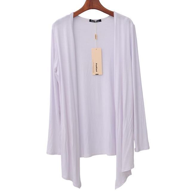 Her Shop Pointed Hem White / XXXL Casual Long Sleeve Cardigan coats