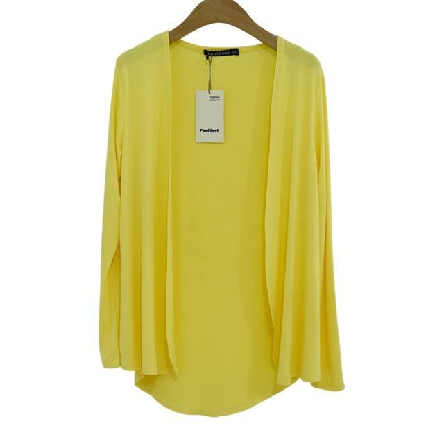 Her Shop Round Hem Yellow / XXXL Casual Long Sleeve Cardigan coats
