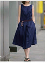 Casual Sleeveless Cotton Linen Sun Dress – HER SHOP