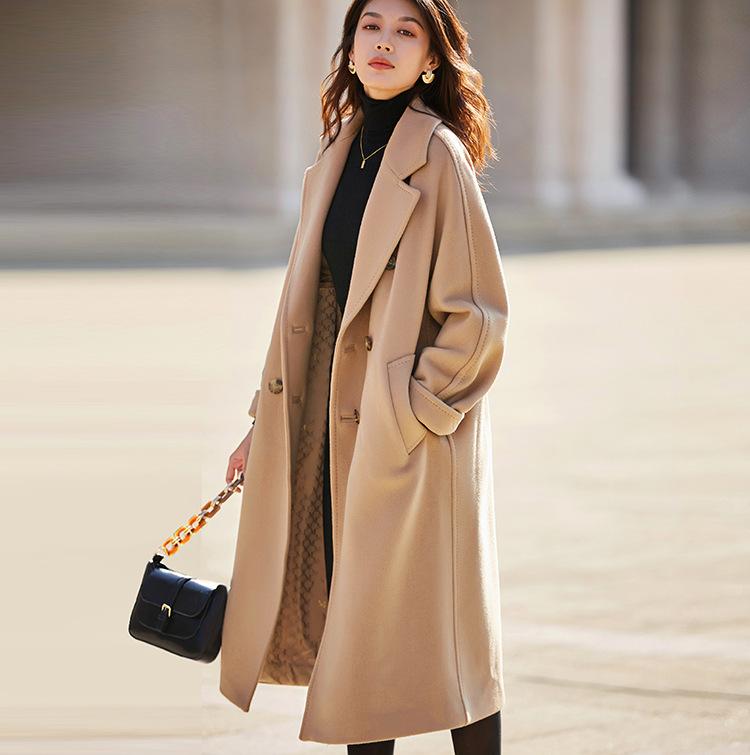 Her Shop Coats, Jackets & Blazers 100% Wool Elegant Double Breasted Belted Warm Wool Coat