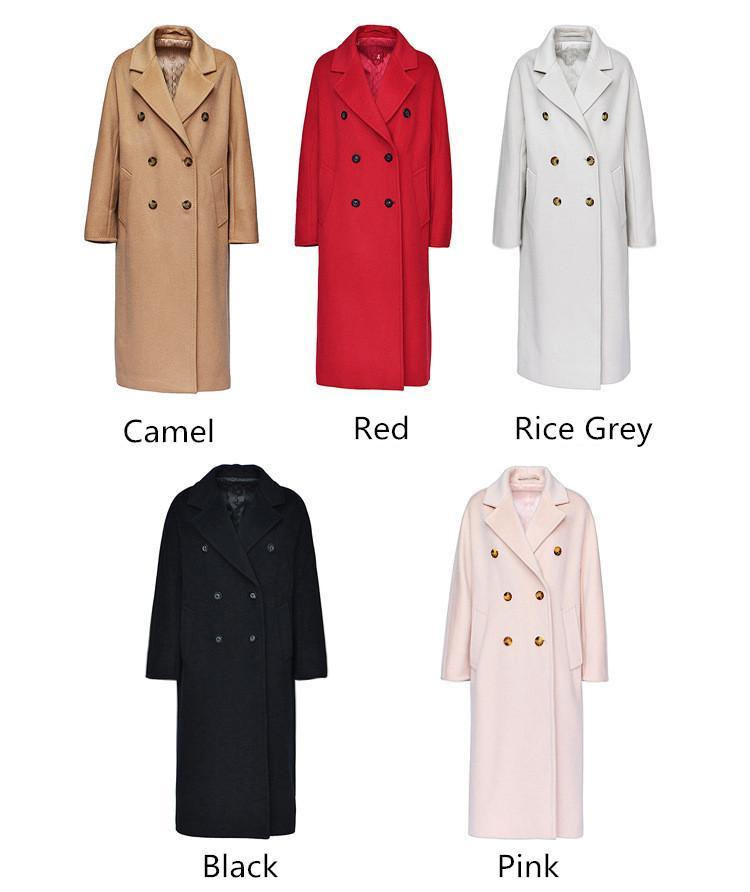 Her Shop Coats, Jackets & Blazers 100% Wool Elegant Double Breasted Belted Warm Wool Coat
