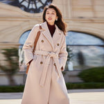 Her Shop Coats, Jackets & Blazers Pink / L 100% Wool Elegant Double Breasted Belted Warm Wool Coat