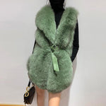 Her Shop Coats, Jackets & Blazers Green / S Fur Bust 88 cm 2020 New Real Natural Fox Fur Vest