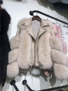 Her Shop Coats, Jackets & Blazers milk tea / 2XL(bust 100cm) Double-faced Fur Moto & Biker Coat