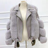 Her Shop Coats, Jackets & Blazers light grey / 3XL(bust 104cm) Double-faced Fur Moto & Biker Coat