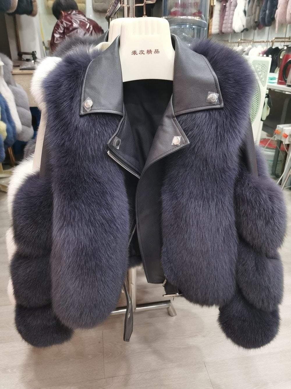 Her Shop Coats, Jackets & Blazers Double-faced Fur Moto & Biker Coat