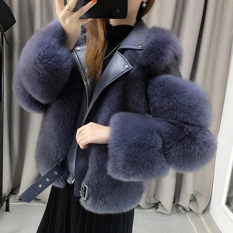 Her Shop Coats, Jackets & Blazers Double-faced Fur Moto & Biker Coat