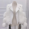 Her Shop Coats, Jackets & Blazers white / 3XL(bust 104cm) Double-faced Fur Moto & Biker Coat
