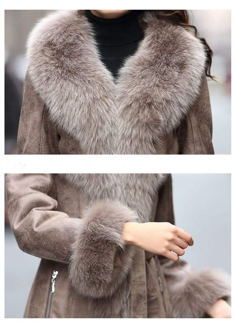 Real outlets Fur Coat real leather