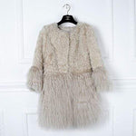 Real Fur Coat for Women Natural Lamb Fur with Mongolia Sheep Fur Coats