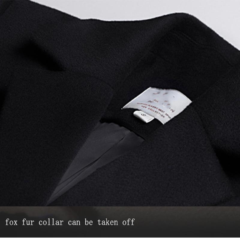 Her Shop Coats, Jackets & Blazers Woman Autumn Winter Thick Warm Wool Coat with Real Fox Fur Collar