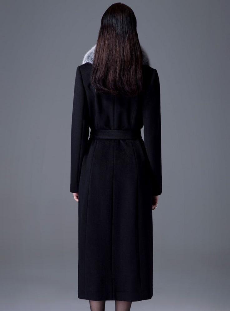 Her Shop Coats, Jackets & Blazers Woman Autumn Winter Thick Warm Wool Coat with Real Fox Fur Collar