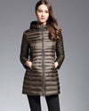 Woman Padded Hooded  White Duck Down Long Jacket