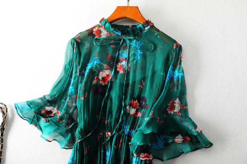 100% Real Silk Women Vintage Summer Dress