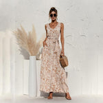 Her Shop Dress Apricot / L Backless V-Neck Bandage Boho Beach Dress