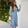 Her Shop Dress Blue / XL Casual Butterfly Sleeve High Waist Chiffon Dress
