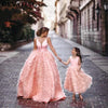 Her Shop Dress Coral Pink Tiered Ruffles Ball Mother Daughter Gown