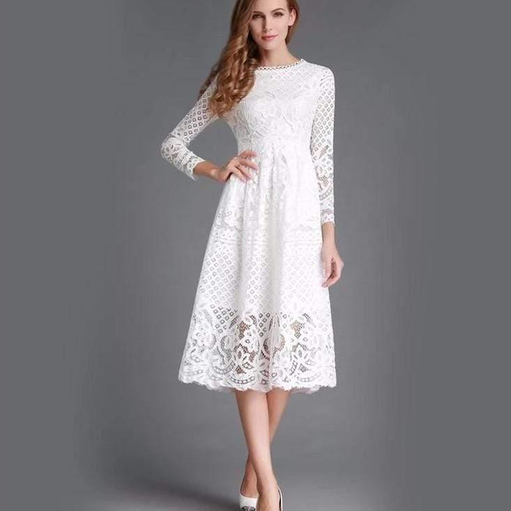 Elegant Lace Long Dress - HER SHOP