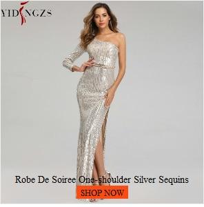 Her Shop Dress Slit Sexy Sequins Evening Dress Women V-neck Long Party Dress YD16537