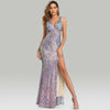 Her Shop Dress Slit Sexy Sequins Evening Dress Women V-neck Long Party Dress YD16537