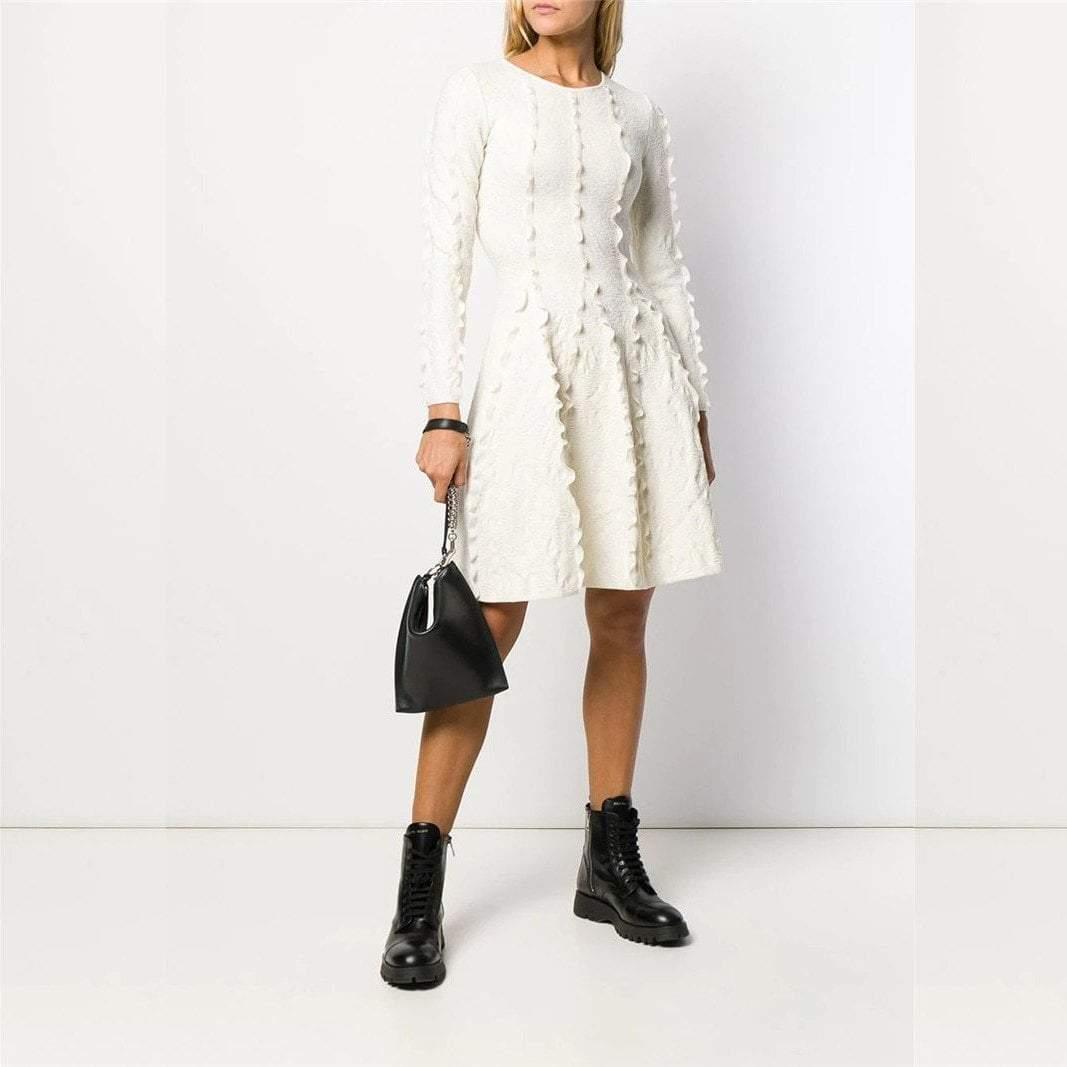 Top Quality White Jacquard Party Dress - HER SHOP
