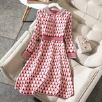 Cute Heart Pattern Jacquard Dress