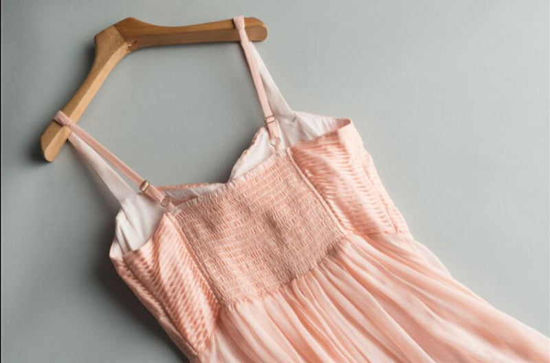 Elegant Pink Beach Dress 100% Silk