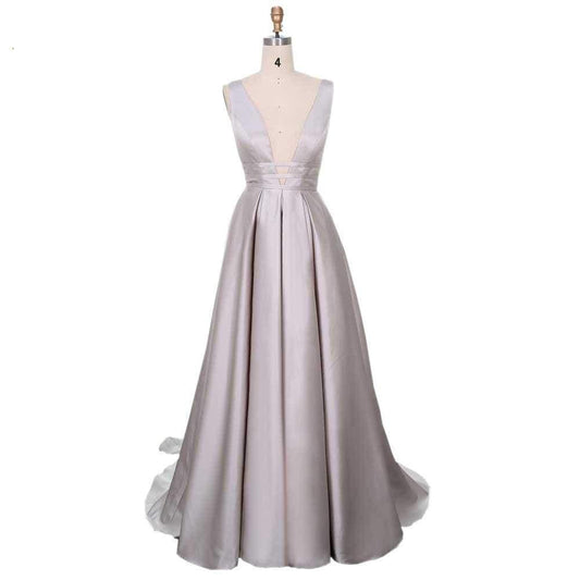 Elegant Satin Evening Gown - HER SHOP