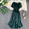 Ladies Ruffled Short-sleeved Wrap Dress